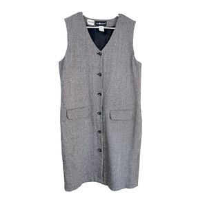 Sag Harbor Womens Gray Shirt Dress Long Vest 12 Plaid Button Up Sleeveless Wool